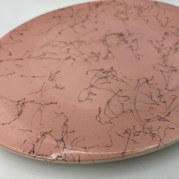 Vtg Pink Oval Serving Platter Spiderweb MCM 1950s Kitchen Blue Ridge Retro13.5" - Picture 3 of 7